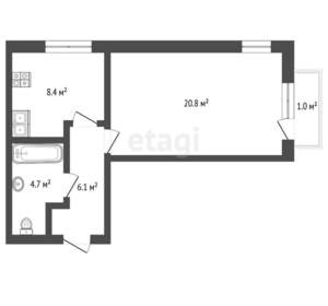 1-к квартира, вторичка, 39м2, 2/3 этаж
