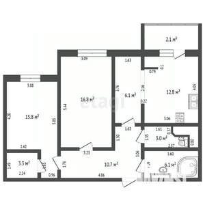 2-к квартира, вторичка, 79м2, 4/10 этаж