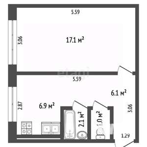 1-к квартира, вторичка, 33м2, 2/5 этаж