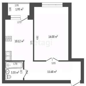 1-к квартира, вторичка, 41м2, 5/5 этаж