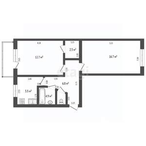 2-к квартира, вторичка, 47м2, 3/5 этаж