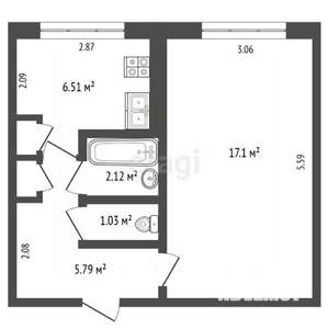 1-к квартира, вторичка, 33м2, 2/5 этаж