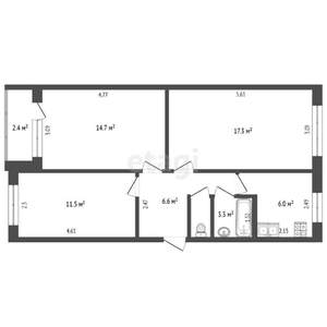 3-к квартира, вторичка, 61м2, 3/5 этаж