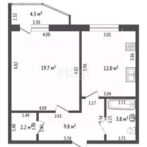 1-к квартира, вторичка, 45м2, 9/17 этаж