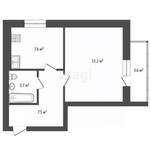 1-к квартира, вторичка, 36м2, 8/16 этаж