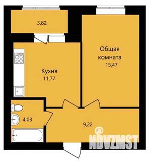 1-к квартира, строящийся дом, 42м2, 11/12 этаж