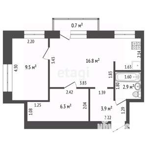2-к квартира, вторичка, 39м2, 2/5 этаж