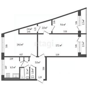 3-к квартира, вторичка, 63м2, 4/5 этаж