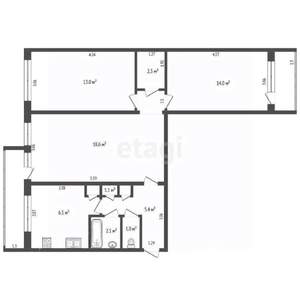 3-к квартира, вторичка, 64м2, 8/9 этаж