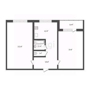 2-к квартира, вторичка, 47м2, 5/5 этаж