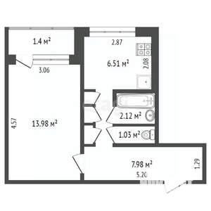 1-к квартира, вторичка, 33м2, 9/9 этаж
