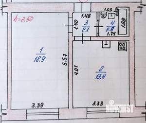 1-к квартира, вторичка, 37м2, 5/5 этаж