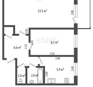 2-к квартира, вторичка, 40м2, 5/5 этаж