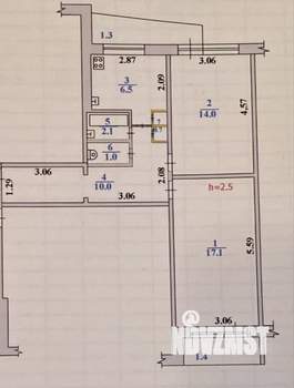 2-к квартира, вторичка, 51м2, 1/5 этаж