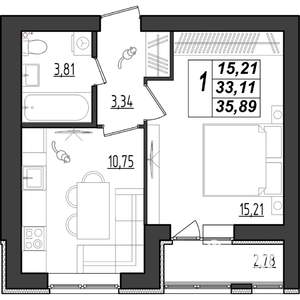 1-к квартира, строящийся дом, 36м2, 9/9 этаж