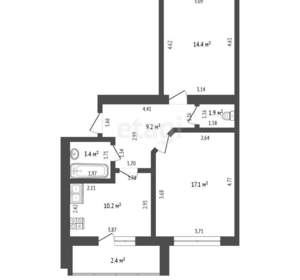 2-к квартира, вторичка, 59м2, 2/9 этаж