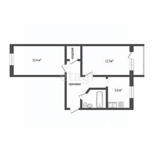 2-к квартира, вторичка, 44м2, 3/5 этаж