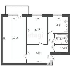 2-к квартира, вторичка, 41м2, 2/5 этаж