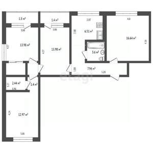 4-к квартира, вторичка, 80м2, 7/9 этаж