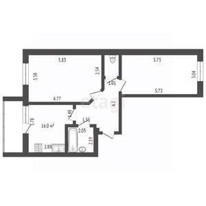 2-к квартира, вторичка, 64м2, 5/10 этаж