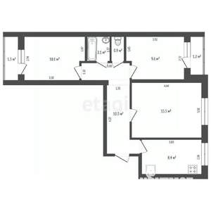 3-к квартира, вторичка, 59м2, 3/9 этаж