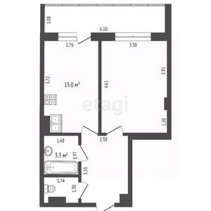 1-к квартира, вторичка, 40м2, 11/16 этаж