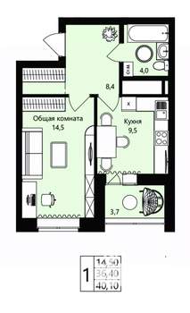 1-к квартира, вторичка, 36м2, 2/18 этаж