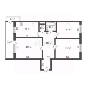 3-к квартира, вторичка, 61м2, 9/9 этаж