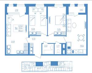 3-к квартира, вторичка, 84м2, 5/19 этаж