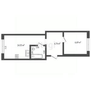 1-к квартира, вторичка, 34м2, 1/3 этаж