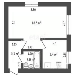 1-к квартира, вторичка, 30м2, 5/5 этаж