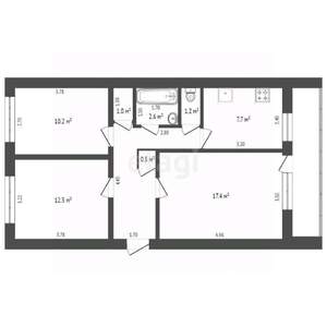3-к квартира, вторичка, 62м2, 4/5 этаж