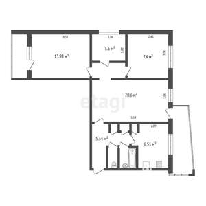 4-к квартира, вторичка, 64м2, 2/9 этаж