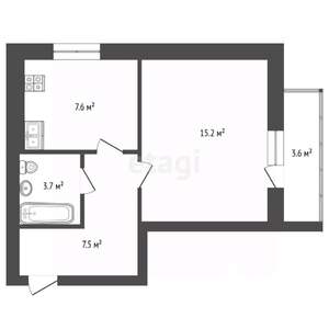 1-к квартира, вторичка, 36м2, 8/16 этаж