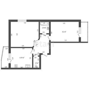 2-к квартира, вторичка, 59м2, 9/9 этаж