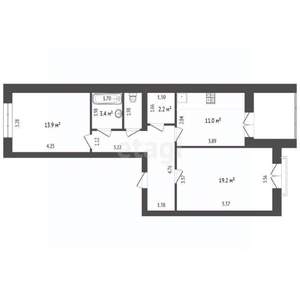 2-к квартира, вторичка, 62м2, 1/8 этаж
