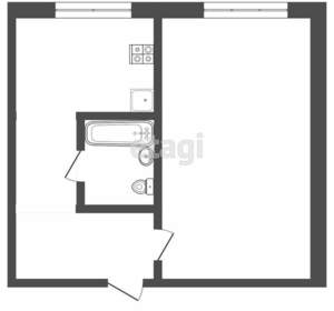 1-к квартира, вторичка, 33м2, 2/5 этаж