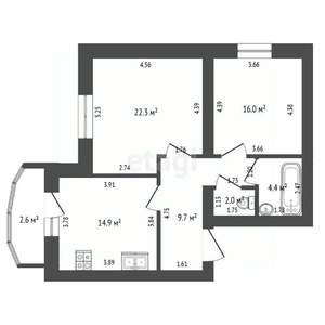 2-к квартира, вторичка, 69м2, 2/10 этаж
