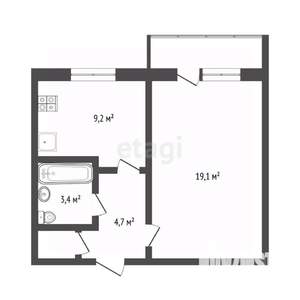 1-к квартира, вторичка, 38м2, 1/10 этаж