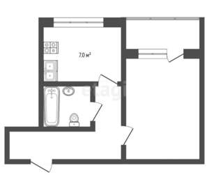 1-к квартира, вторичка, 34м2, 6/9 этаж