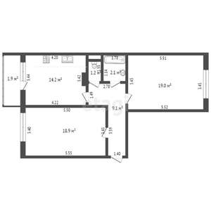 2-к квартира, вторичка, 66м2, 4/10 этаж