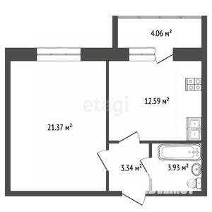 1-к квартира, вторичка, 41м2, 4/5 этаж