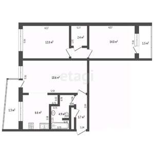 3-к квартира, вторичка, 64м2, 9/9 этаж