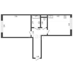 1-к квартира, вторичка, 47м2, 2/5 этаж