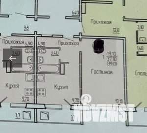 1-к квартира, вторичка, 39м2, 1/10 этаж
