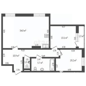 3-к квартира, вторичка, 86м2, 13/16 этаж