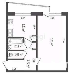 1-к квартира, вторичка, 33м2, 4/5 этаж