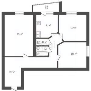 3-к квартира, вторичка, 81м2, 10/16 этаж