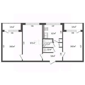 3-к квартира, вторичка, 61м2, 1/5 этаж