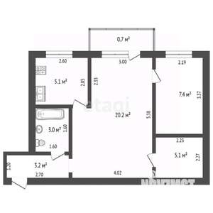 2-к квартира, вторичка, 44м2, 2/2 этаж